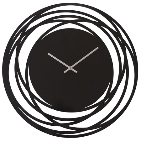 Quickway Imports Contemporary Metal Wall Clock with Black Circled Frame, for Dining, Living Room, or Kitchen QI004255